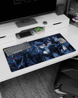 32x16 inches anime girl mouse pad featuring fierce girls in split panels, snowlike specks and cinematic glare.