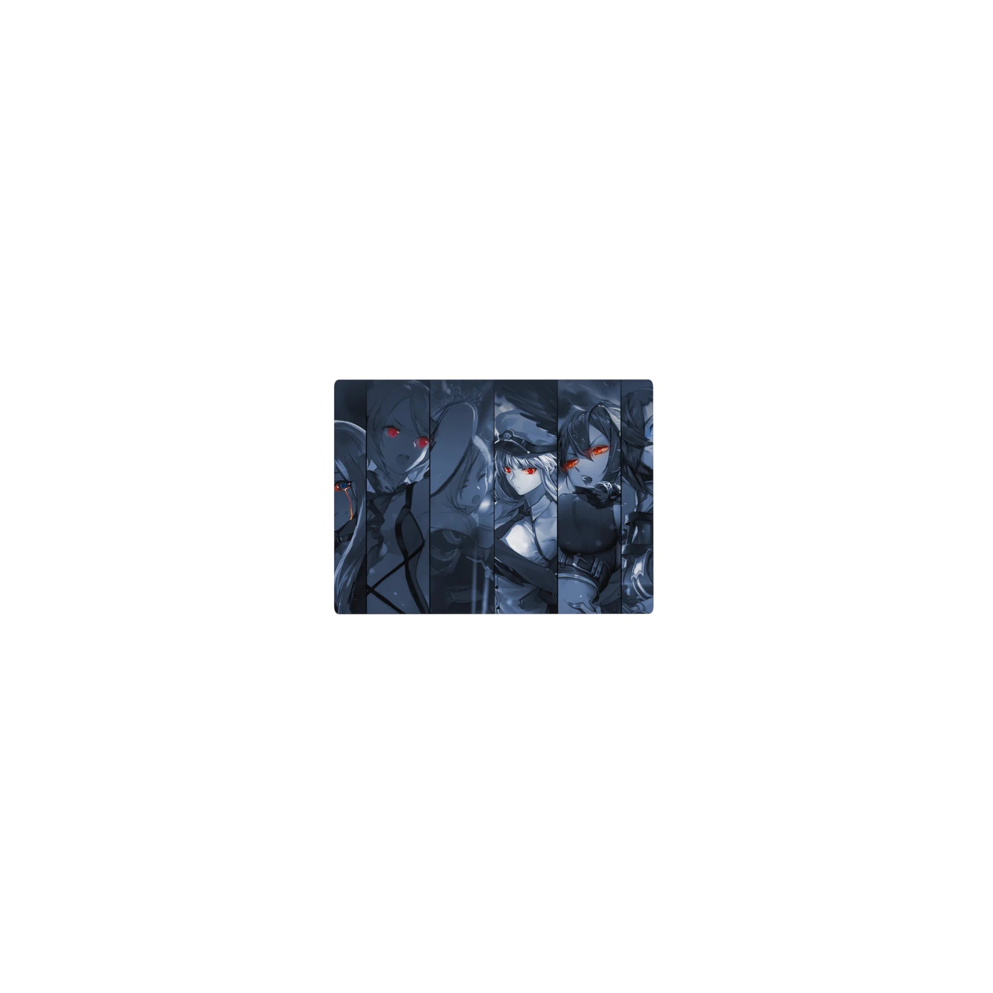 14x10 inches classic anime girl mouse pad with sliced panel collage, fierce girls and glowing eyes design.