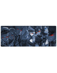 32x12 inches anime girl mouse pad with sliced panel layout, fierce faces, and glowing eyes.