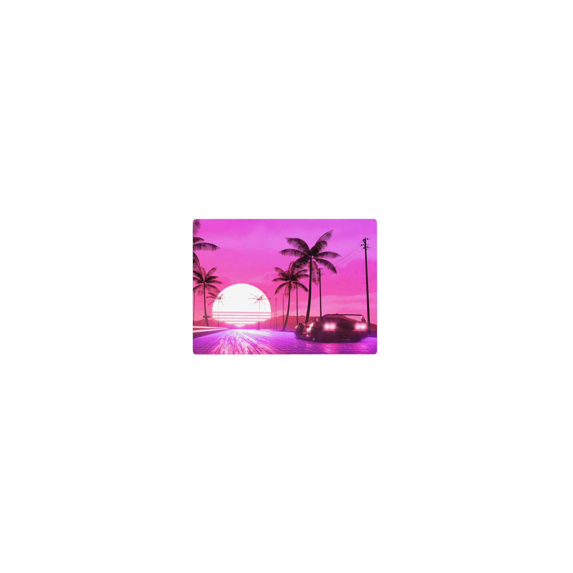 Retrowave - Vaporwave Deskmat | Mousepad | Deskpad - Sunset Drive - AniChan