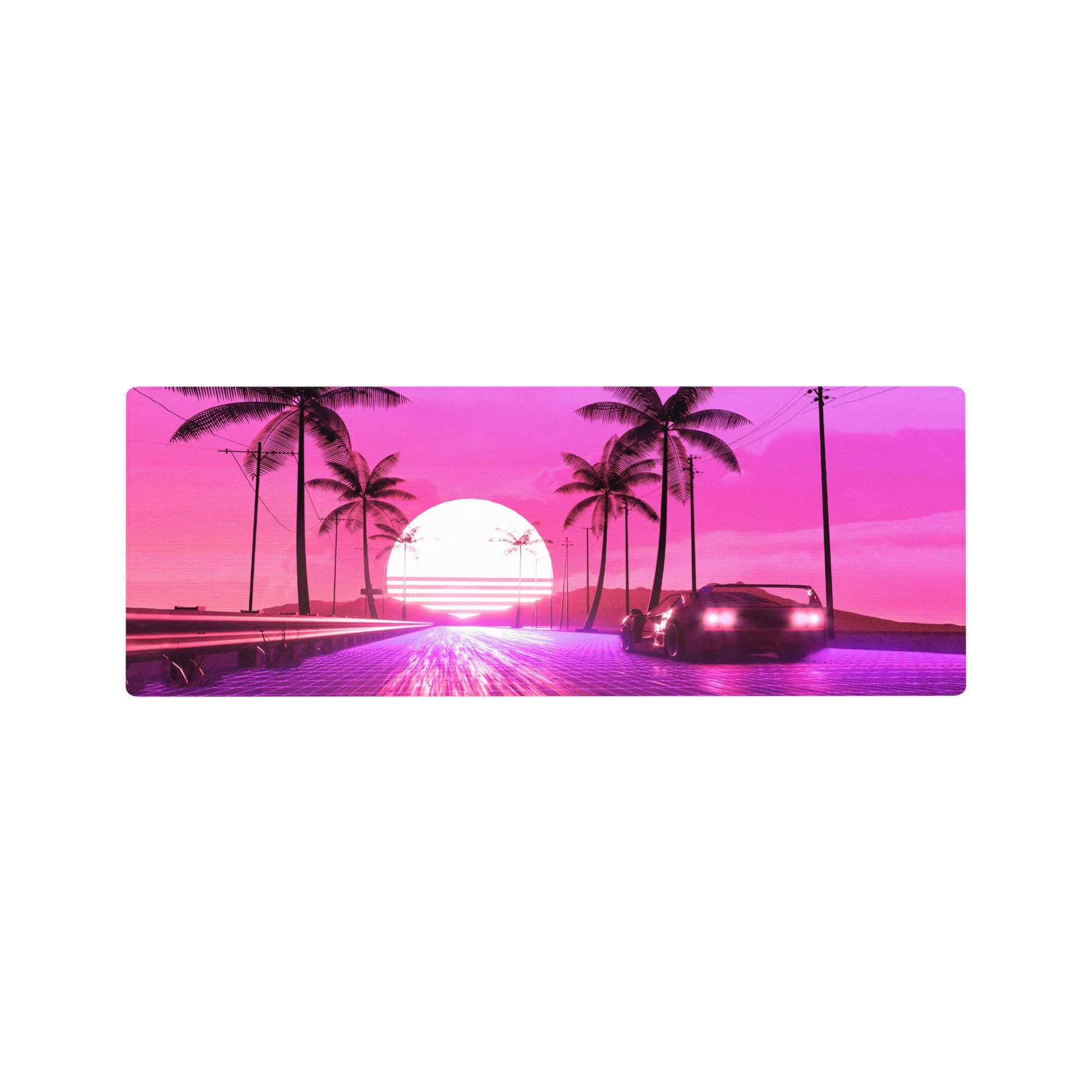 Retrowave - Vaporwave Deskmat | Mousepad | Deskpad - Sunset Drive - AniChan