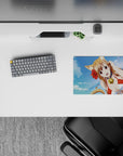 Sky-blue summer mood anime girl mouse pad 14x10 inches with cloud-soft backdrop and sunny vacation vibes.