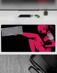 Hot pink on deep black anime girl mouse pad, late-night neon vibe, sexy minimalist art 32x16 inches.