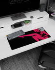 Flirty reclining anime girl outline mouse pad 28x12 inches, cute trouble pose for gaming desks.