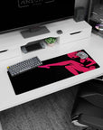 32x12 inches anime girl desk mat showing a flirty lounging silhouette, clean lines and a cheeky attitude.