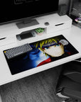 Naruto Uzumaki staring forward anime mouse pad 32x16 inches, whisker marks sharp, blue eyes daring.
