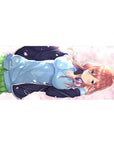 36x16 inches anime girl desk pad with red-haired girl, blue hoodie, green skirt, and pink petals.