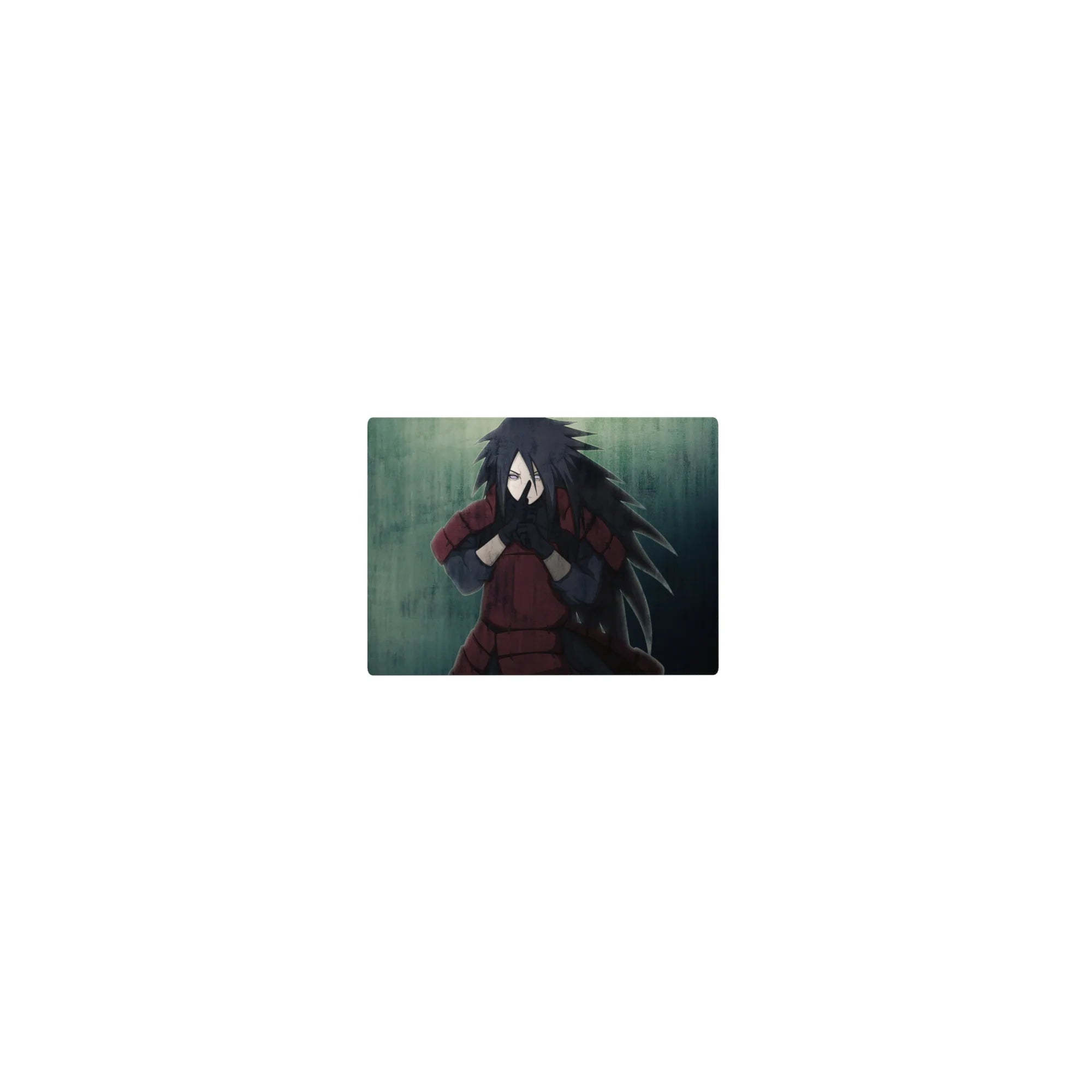 Classic anime mouse pad 14x10 inches with cinematic rain texture and jutsu pose design for desk setup.