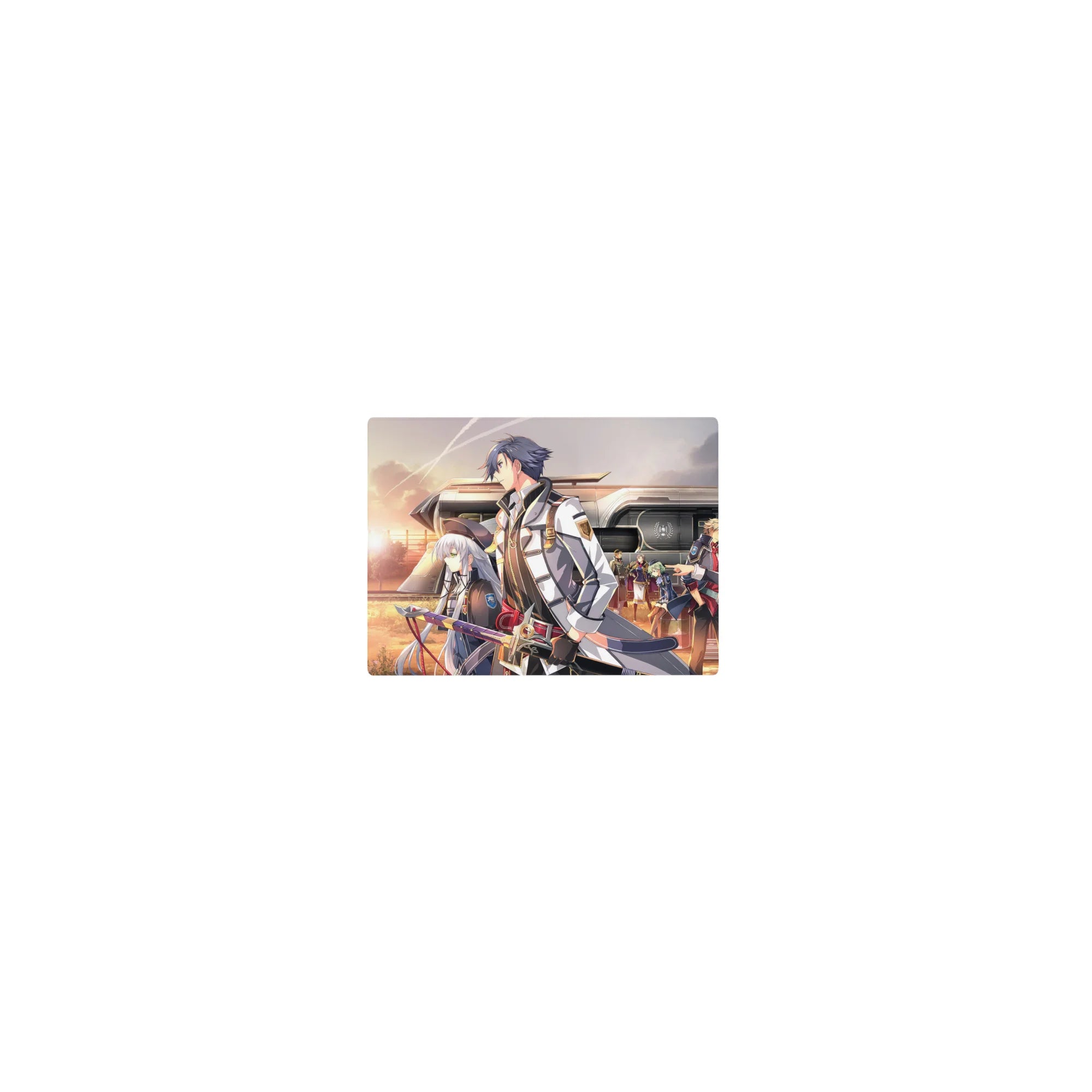 14x10 inches classic anime mouse pad with academy uniforms, sunset train platform scene, crisp linework.