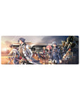 32x12 inches anime mouse pad with academy uniforms, sunset train platform scene, crisp linework and badges.