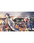 Anime 40x20 inches desk pad with academy uniforms on a sunset train platform, crisp linework and badges.