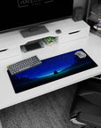 32x12 inches anime mouse pad showing two characters sitting together on a grassy hill under shimmering stars.