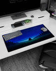 32x16 inches anime mouse pad showing two anime characters sitting close on a grassy hill under stars.