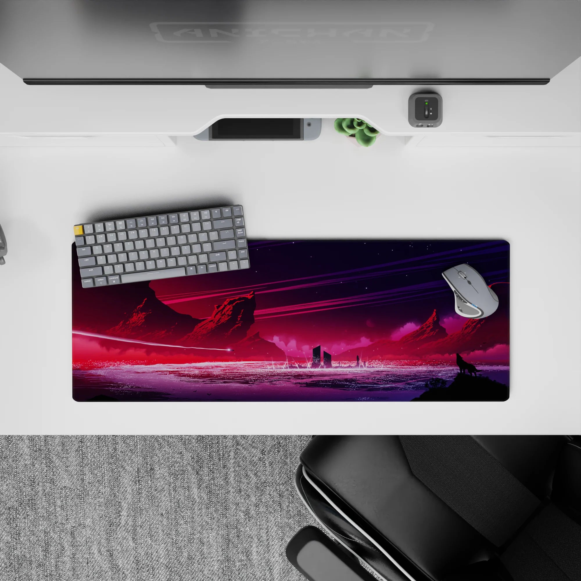 Fantasy Landscapes Deskmat | Mousepad | Deskpad - Cosmic Wolf&#39;s Call