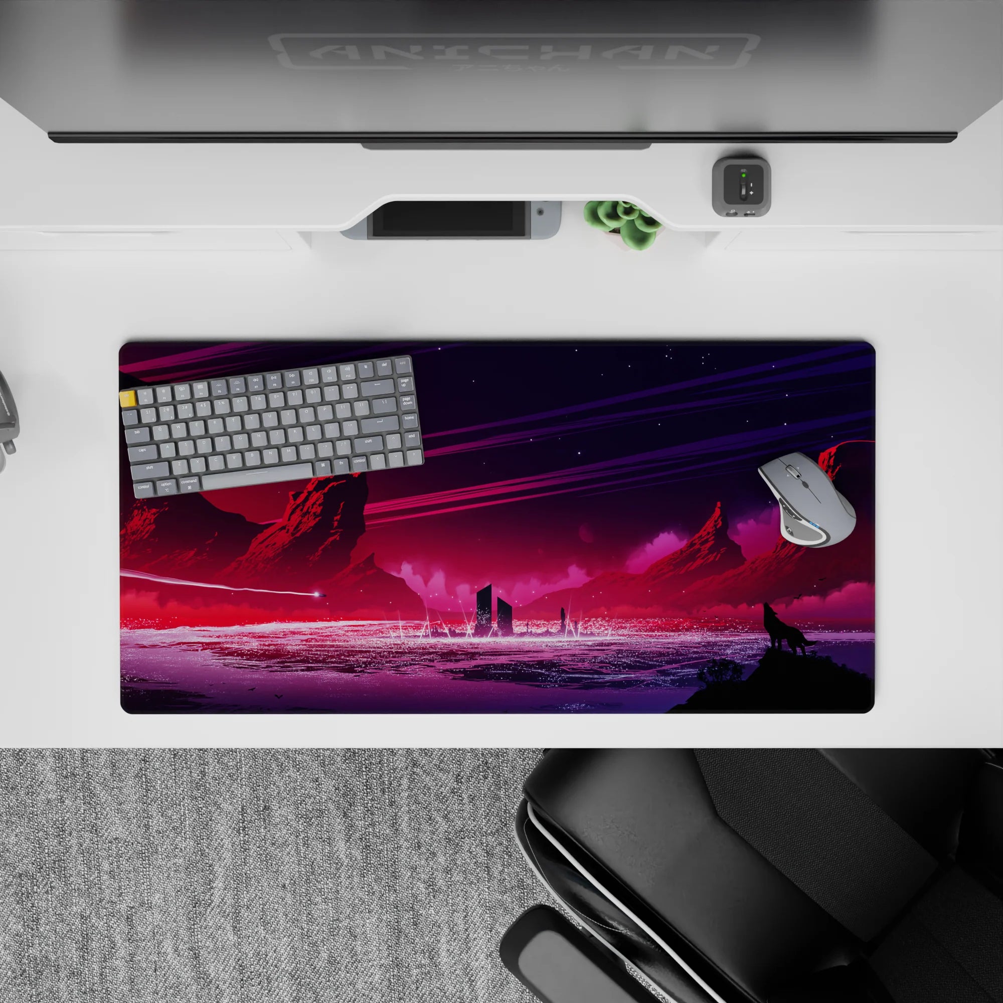 Fantasy Landscapes Deskmat | Mousepad | Deskpad - Cosmic Wolf&#39;s Call