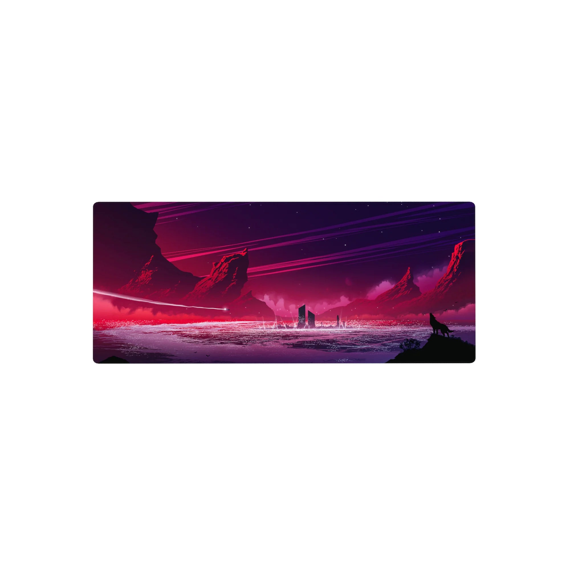 Fantasy Landscapes Deskmat | Mousepad | Deskpad - Cosmic Wolf&#39;s Call