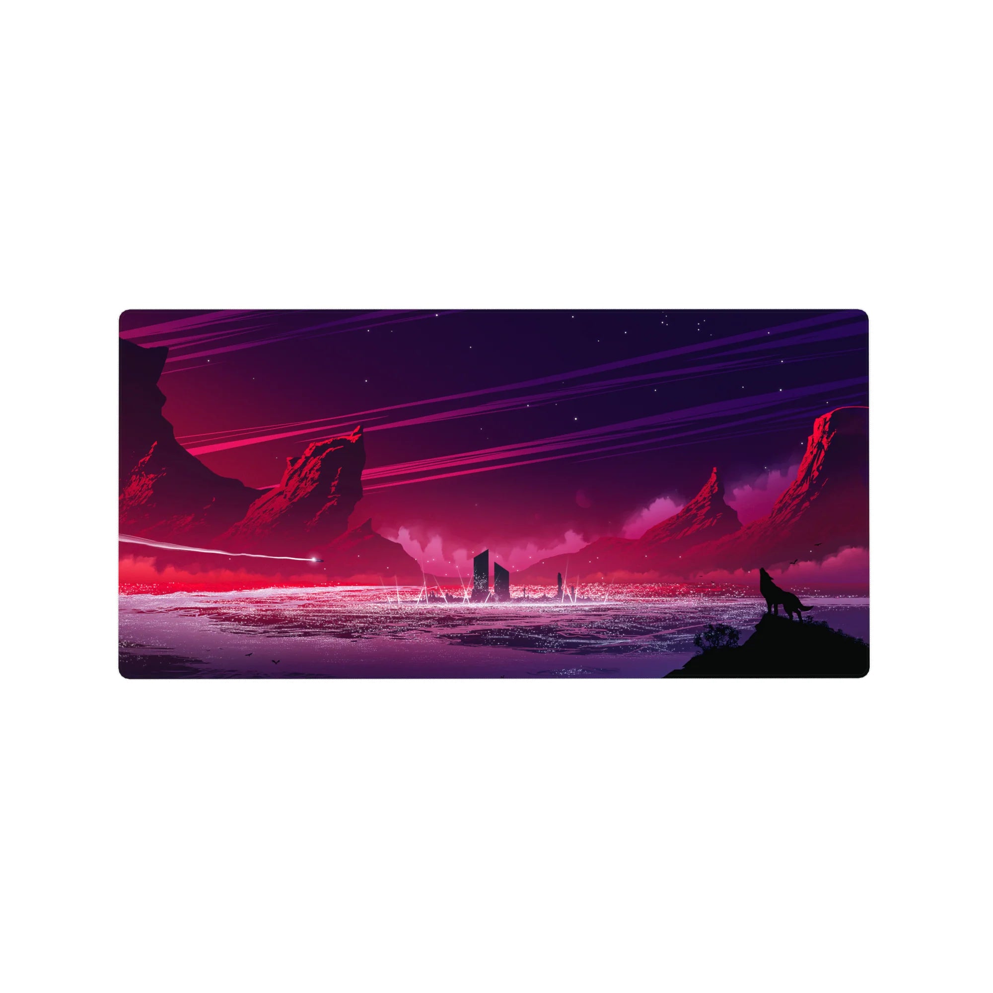 Fantasy Landscapes Deskmat | Mousepad | Deskpad - Cosmic Wolf&#39;s Call