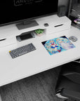 Sailor Moon and Princess Serenity reaching hands beneath a huge moon, anime mouse pad 14x10 inches.