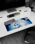 28x12 inches anime girl mouse pad showing Sailor Moon and Princess Serenity reaching hands beneath a full moon.