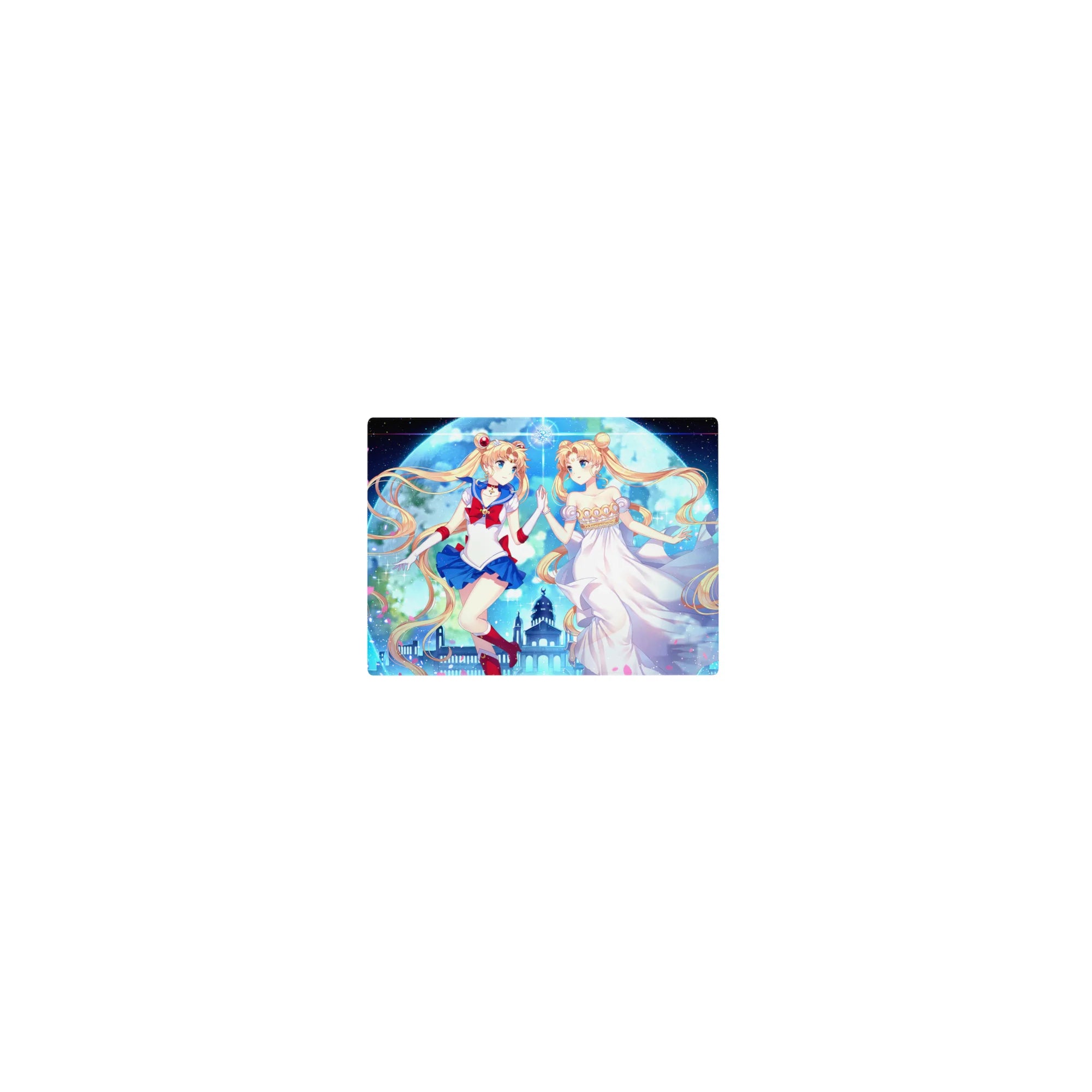 Classic anime girl mouse pad 14x10 inches with Sailor Moon and princess art under a sparkling moon.