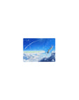 14x10 inches classic anime mouse pad with teens floating in a summer sky, uniforms fluttering, clean layout.