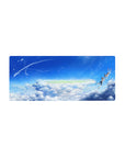 Anime mouse pad 28x12 inches with wide summer sky, soft clouds, and clean airy composition.