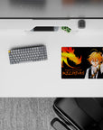 14x10 inches classic anime mouse pad in deep black with orange-gold dragon blaze, fierce bold vibe.