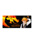 28x12 inches anime mouse pad with Meliodas, raised sword, dragon silhouette, and Dragon’s Sin of Wrath text.