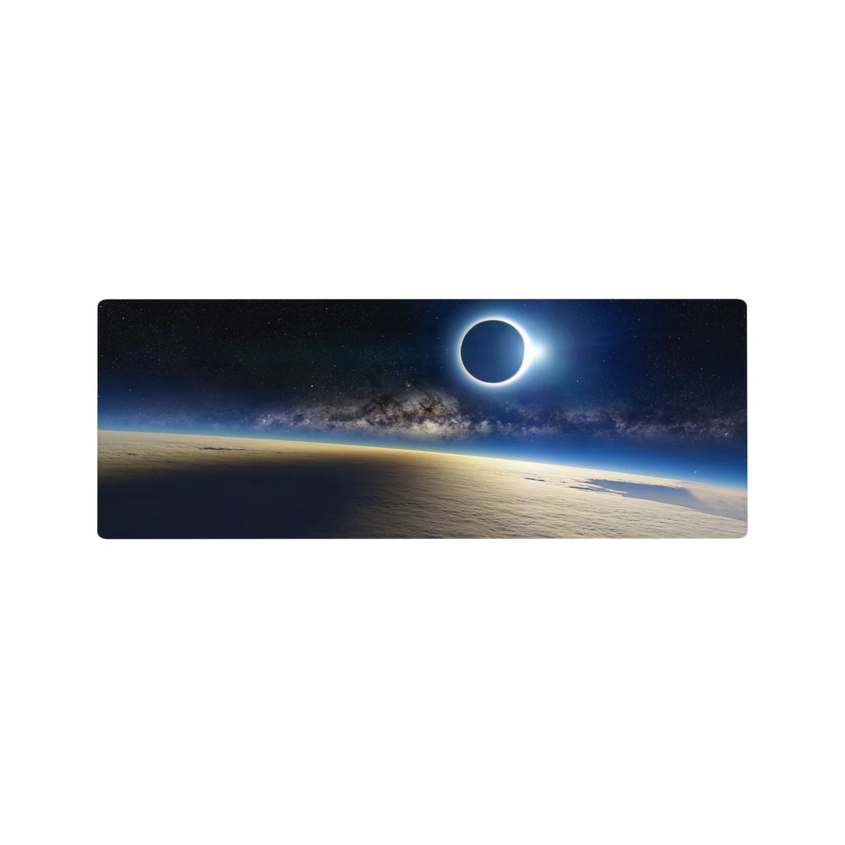 Deep navy starry sky galaxy desk mouse pad, 32x12 inches, clean space-themed design.