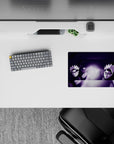 14x10 inches classic anime mouse pad in deep violet tones with an electric white chakra glow and high energy.
