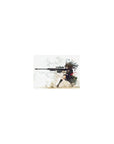 Classic anime girl mouse pad 14x10 inches with long-haired sniper in black uniform and rifle art.