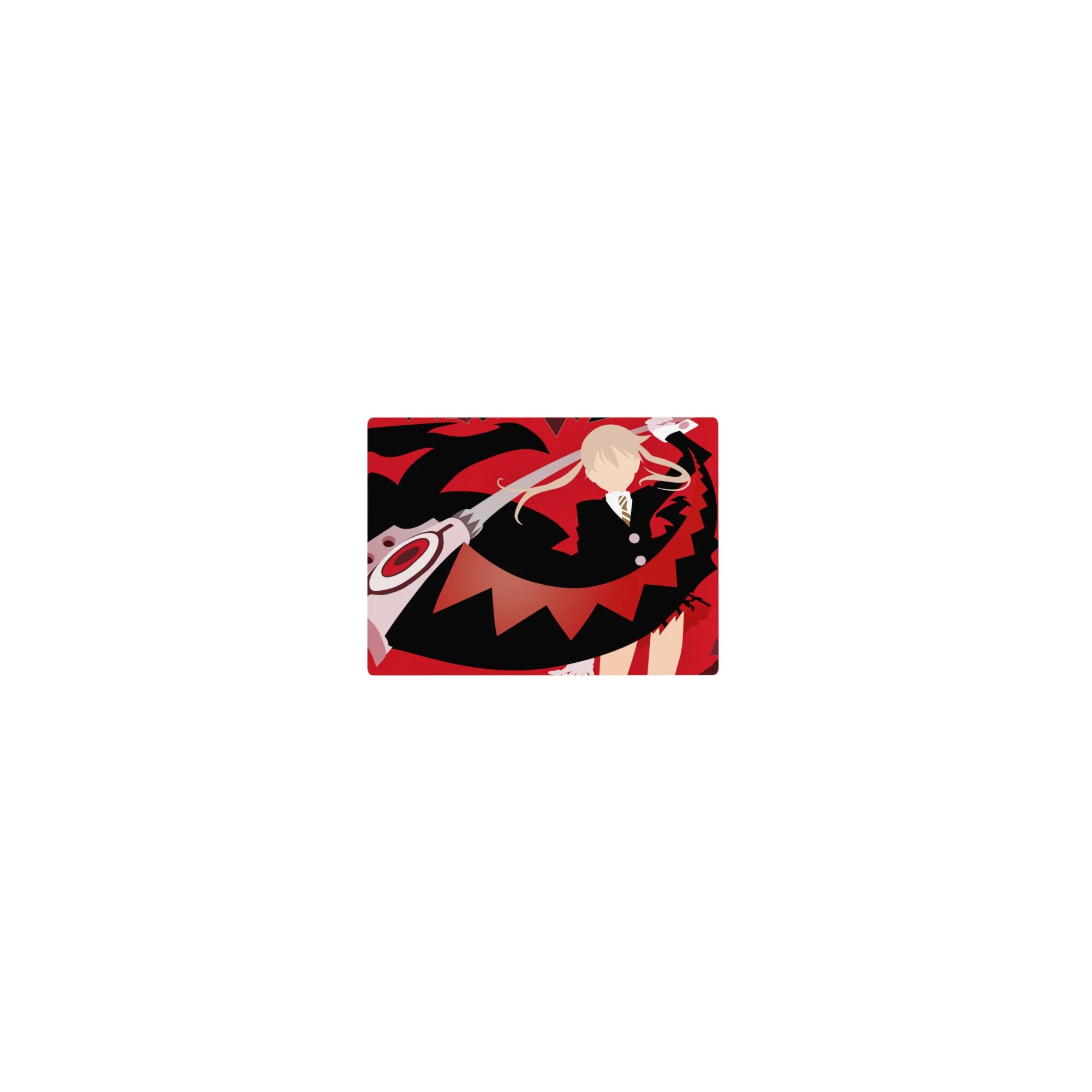Classic anime mouse pad 14x10 inches with red storm backdrop, black silhouette, and scissor-blade action art.
