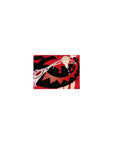 Classic anime mouse pad 14x10 inches with red storm backdrop, black silhouette, and scissor-blade action art.