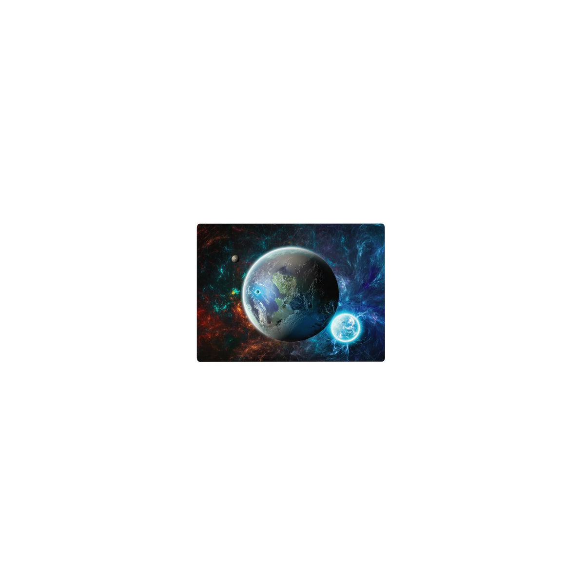 Cosmic nebula planet classic mouse pad, 14x10 inches, with star-speckled space gradients.