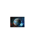 Cosmic nebula planet classic mouse pad, 14x10 inches, with star-speckled space gradients.