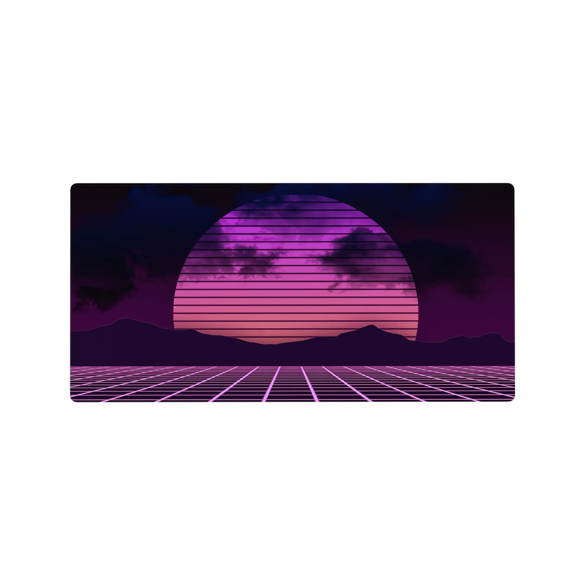 Retrowave - Vaporwave Deskmat | Mousepad | Deskpad - Neon Horizon Grid - AniChan