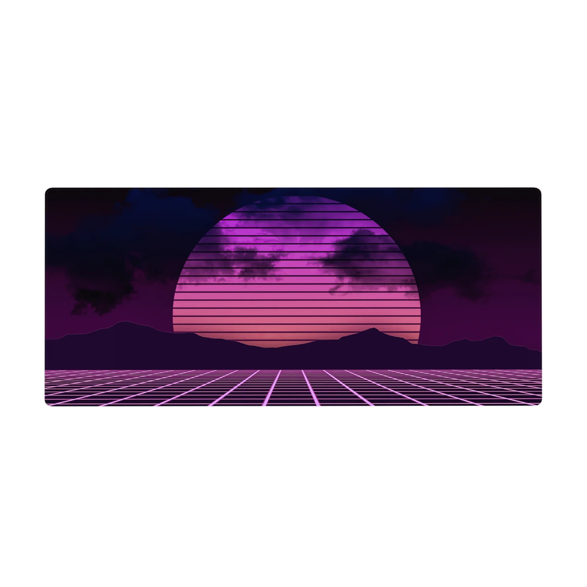 Retrowave - Vaporwave Deskmat | Mousepad | Deskpad - Neon Horizon Grid - AniChan