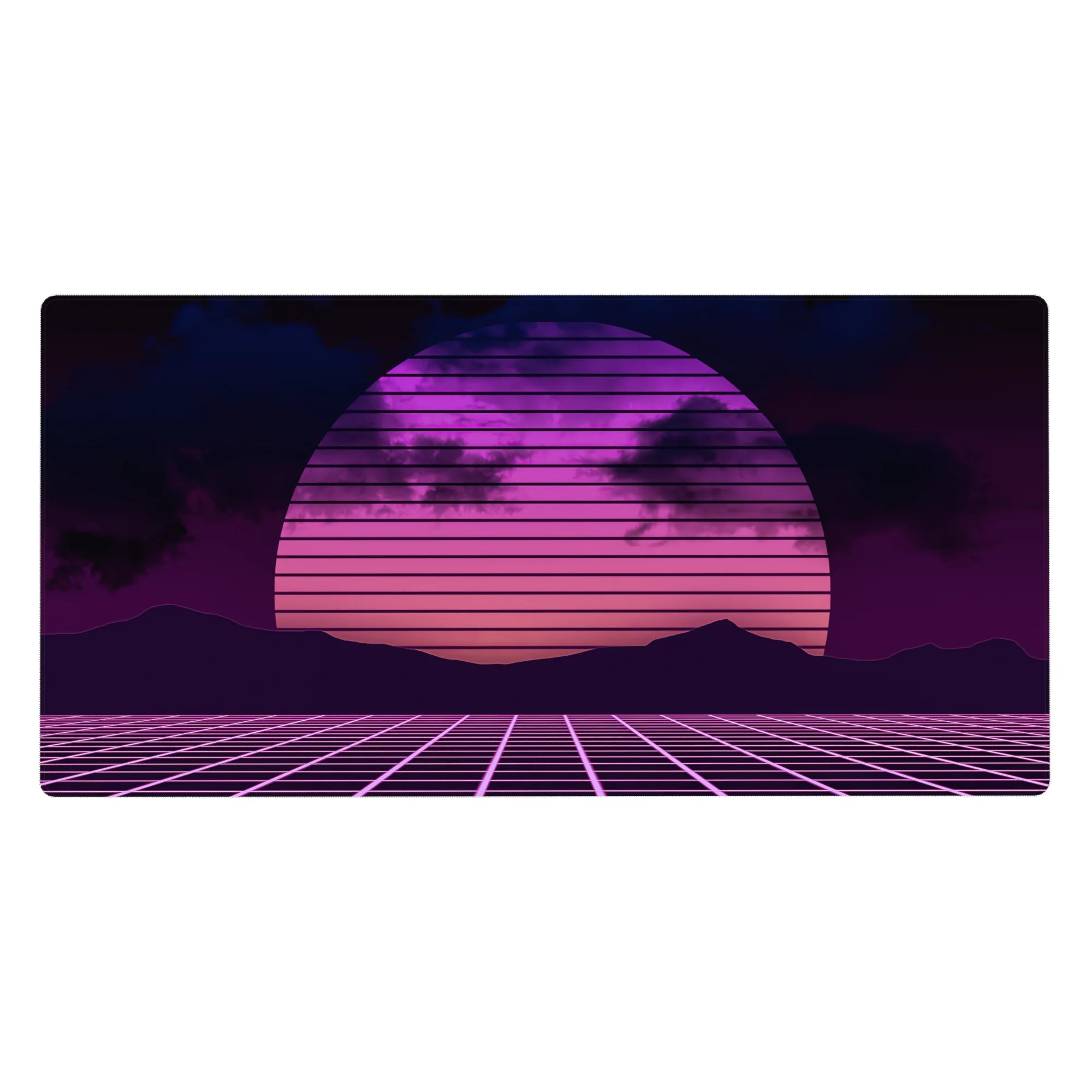 Retrowave - Vaporwave Deskmat | Mousepad | Deskpad - Neon Horizon Grid - AniChan