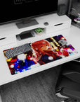 32x16 inches anime girl mouse pad showing a red-haired girl with amber eyes on a cozy winter night.