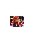 Classic anime girl mouse pad 14x10 inches with winter city lights, bokeh glow, and falling snowflakes.