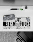 Black-and-white anime girl mouse pad 28x12 inches, stubborn pouty motivation vibe with sharp contrast.