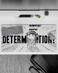 32x16 inches black-and-white anime desk mat with stubborn HMPH attitude and high-contrast manga art.