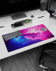 Starry nebula swirl scene mouse pad 32x16 inches, cloudy space clouds with scattered stardust.