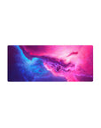 Cosmic galaxy desk mouse pad 28x12 inches with nebula texture and tiny star specks.