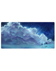 32x16 inches anime mouse pad with dreamy night sky, blue clouds, starlit piano scene and reflections.