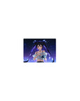 Classic anime girl mouse pad 14x10 inches with twin-tail beauty, starry space backdrop, petals, blue rose.