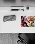 14x10 inches classic anime girl mouse pad in neon pinks and reds, late-night otaku mood with candy florals.