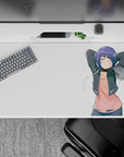 40x20 inches desk pad in soft pink and indigo tones, cozy minimalist anime vibe with crisp print and smooth glide.