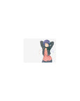 Classic anime girl mouse pad 14x10 inches with sleepy stretch pose, earbuds and floating music notes.