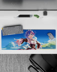 Anime mouse pad 32x12 inches featuring Rem from Re:Zero with a blue sky background, enhancing any desk space.